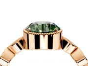 Vintage Station Engagement Ring Setting for Fancy Green Round Cut Center with Accents and Prong Head in Rose Gold