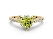 Solitaire Engagement Ring Setting for Fancy Yellow Heart-Shaped Center with Channel Accents and Prong Head in Yellow Gold