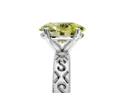 Solitaire Engagement Ring Setting for Fancy Yellow Oval Center with Scrollwork Band and Prong Head in Platinum