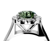 Halo Engagement Ring Setting for Fancy Green Round Cut Center with Square Band and Prong Head in Sterling Silver