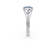 Solitaire Engagement Ring Setting for Fancy Blue Radiant Cut Center with Milgrain Cathedral Band and Prong Head in Sterling Silver