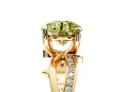 Solitaire Engagement Ring Setting for Fancy Yellow Round Cut Center with Pave and Plain Crossover Band and Prong Head in Yellow Gold