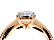 Solitaire Engagement Ring Setting for Emerald Cut Center with Reverse Tapered Band and Prong Head in Rose Gold