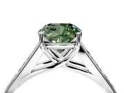 Solitaire Engagement Ring Setting for Fancy Green Cushion Cut Center with Round Cut Channel Band and Prong Head in Sterling Silver