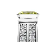 Bezel Engagement Ring Setting for Fancy Yellow Emerald Cut Center with Wide Channel-Set Band and Bezel Head in Platinum