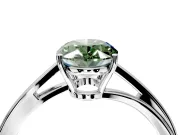 Solitaire Engagement Ring Setting for Fancy Green Oval Center with Plain Bypass Twist Band and Prong Head in White Gold