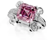 Solitaire Engagement Ring Setting for Fancy Pink Asscher Cut Center with Twisted Band and Scroll Prong Head in Sterling Silver