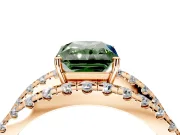 Solitaire Engagement Ring Setting for Fancy Green Radiant Cut Center with Wide-Open Split Shank and Prong Head in Rose Gold