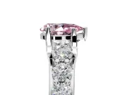 Solitaire Engagement Ring Setting for Fancy Pink Pear-Shaped Center with Graduated Shared Prongs and Prong Head in Sterling Silver