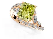 Solitaire Engagement Ring Setting for Fancy Yellow Radiant Cut Center with Pave Bypass Twist Band and Prong Head in Rose Gold