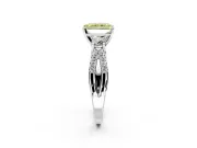3 Stone Engagement Ring Setting for Fancy Yellow Radiant Cut Center with Pave Split Shank and Prong Head in Sterling Silver