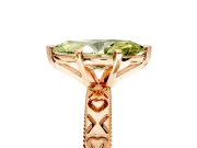 Solitaire Engagement Ring Setting for Fancy Yellow Marquise Center with XO Engraved Band and Prong Head in Rose Gold