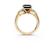 3 Stone Engagement Ring Setting for Fancy Black Asscher Cut Center with Large Pear-Shaped Accents and Prong Head in Yellow Gold