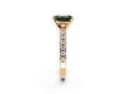 Solitaire Engagement Ring Setting for Fancy Green Emerald Cut Center with Large Accents and Prong Head in Rose Gold