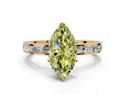 Solitaire Engagement Ring Setting for Fancy Yellow Marquise Center with Channel Baguette Band and Prong Head in Yellow Gold