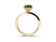 Solitaire Engagement Ring Setting for Fancy Green Round Cut Center with Thin Rounded Plain Band and Prong Head in Yellow Gold