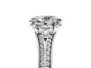 Solitaire Engagement Ring Setting for Oval Center with Pave Rail Split Shank and Prong Head in Platinum