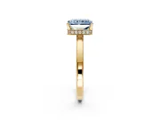Hidden Halo Engagement Ring Setting for Fancy Blue Radiant Cut Center with Wide Flat Plain Band and Prong Head in Yellow Gold
