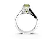 Solitaire Engagement Ring Setting for Fancy Yellow Emerald Cut Center with Channel Band and Double Claw Prong Head in Sterling Silver
