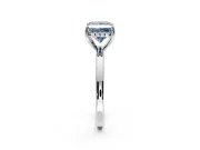 Solitaire Engagement Ring Setting for Fancy Blue Princess Cut Center with Fine Wire Band and Prong Head in Sterling Silver