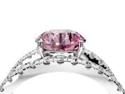 Solitaire Engagement Ring Setting for Fancy Pink Round Cut Center with Wide-Open Split Shank and Prong Head in Sterling Silver
