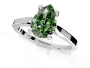 Solitaire Engagement Ring Setting for Fancy Green Pear-Shaped Center with Tapered Shoulders and Prong Head in Sterling Silver