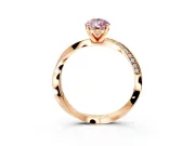 Side Accent Engagement Ring Setting for Fancy Pink Pear-Shaped Center with Accent Shoulders and Prong Head in Rose Gold