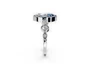 Vintage Station Engagement Ring Setting for Fancy Blue Marquise Center with Accents and Prong Head in White Gold