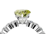 Shared-Prong Engagement Ring Setting for Fancy Yellow Heart-Shaped Center with Graduated Accents and Prong Head in Platinum