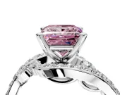 Solitaire Engagement Ring Setting for Fancy Pink Princess Cut Center with Pave Bypass Twist Band and Prong Head in White Gold