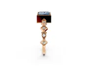 Milgrain Bezel Engagement Ring Setting for Fancy Blue Princess Cut Center with Marquise Stations and Bezel Head in Rose Gold