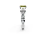 Solitaire Engagement Ring Setting for Fancy Yellow Emerald Cut Center with Graduated Shared Prongs and Prong Head in Platinum