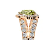 Halo Engagement Ring Setting for Fancy Yellow Heart-Shaped Center with Narrow Pave Split Shank and Prong Head in Rose Gold