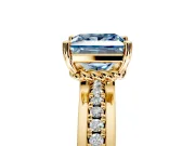 Solitaire Engagement Ring Setting for Fancy Blue Princess Cut Center with Raised Channel Band and Prong Head in Yellow Gold