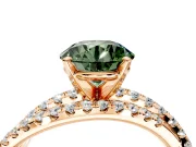 Solitaire Engagement Ring Setting for Fancy Green Round Cut Center with Woven 3-Strand Pave Band and Prong Head in Rose Gold
