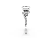 Solitaire Engagement Ring Setting for Asscher Cut Center with Marquise Accent Twist Band and Prong Head in Sterling Silver