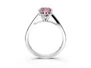 Solitaire Engagement Ring Setting for Fancy Pink Cushion Cut Center with Tapered Split Shoulders and Prong Head in Sterling Silver