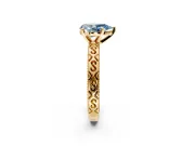 Solitaire Engagement Ring Setting for Fancy Blue Pear-Shaped Center with Scrollwork Band and Prong Head in Yellow Gold