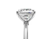 Solitaire Engagement Ring Setting for Princess Cut Center with Straight Thin Band and Prong Head in White Gold