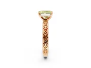 Solitaire Engagement Ring Setting for Fancy Yellow Radiant Cut Center with Scrollwork Band and Prong Head in Rose Gold