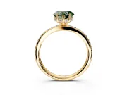 Solitaire Engagement Ring Setting for Fancy Green Heart-Shaped Center with Fine Pave Band and Prong Head in Yellow Gold