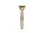 Solitaire Engagement Ring Setting for Fancy Yellow Emerald Cut Center with Domed Multi-Row Pave Band and Prong Head in Rose Gold