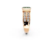 Bezel Engagement Ring Setting for Fancy Green Radiant Cut Center with Wide Channel-Set Band and Bezel Head in Rose Gold