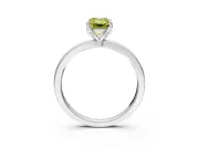 Solitaire Engagement Ring Setting for Fancy Yellow Emerald Cut Center with Thin Rounded Plain Band and Prong Head in Platinum