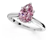 Solitaire Engagement Ring Setting for Fancy Pink Pear-Shaped Center with Narrow Cathedral Band and Prong Head in Platinum