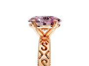 Solitaire Engagement Ring Setting for Fancy Pink Oval Center with Scrollwork Band and Prong Head in Rose Gold