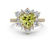 Floral Halo Engagement Ring Setting for Fancy Yellow Heart-Shaped Center with Pave Accents and Prong Head in Yellow Gold