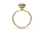 Solitaire Engagement Ring Setting for Fancy Green Princess Cut Center with Straight Thin Band and Prong Head in Yellow Gold