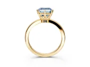 Solitaire Engagement Ring Setting for Fancy Blue Asscher Cut Center with Plain Band and Tulip Prong Head in Yellow Gold