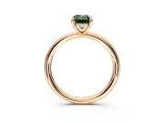 Hidden Halo Engagement Ring Setting for Fancy Green Emerald Cut Center with Thin Rounded Band and Prong Head in Rose Gold